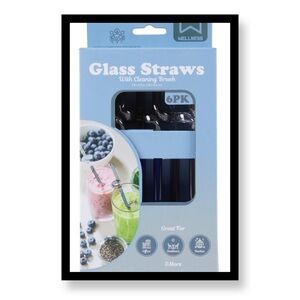 New -Glass Straws with Cleaning Brush - 6 Pack,